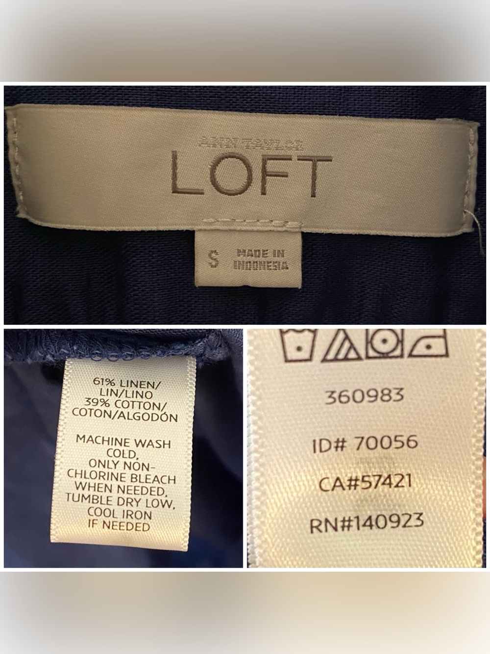 LOFT Cotton-Linen Blend 1/2 Button Down Collared Blouse in Blue - S - Picture 10 of 10